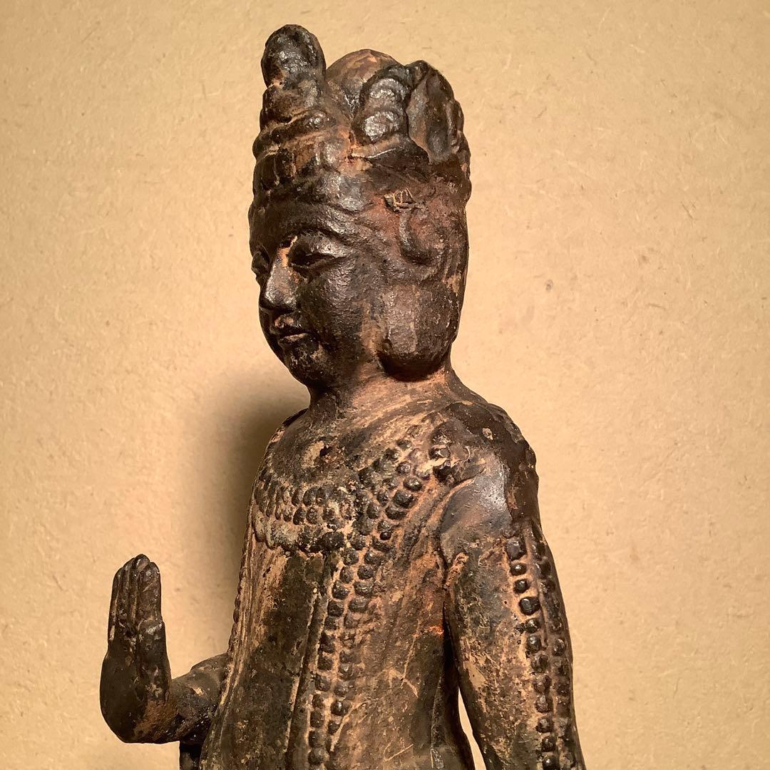 白鳳文化「古鉄・夢違観音菩薩立像」法隆寺・平城京・天平文化・鐵鋳・古鉄鍍金仏