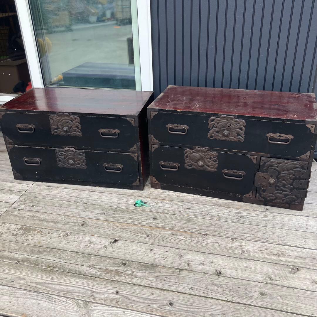 昭和レトロ 古家具 仙台箪笥 6杯 引き出し箪笥 古家具 ビンテージ 上下分離