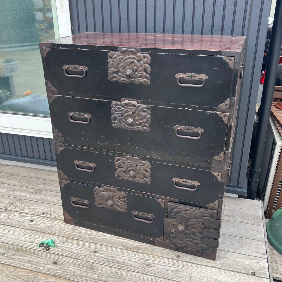 昭和レトロ 古家具 仙台箪笥 6杯 引き出し箪笥 古家具 ビンテージ 上下分離