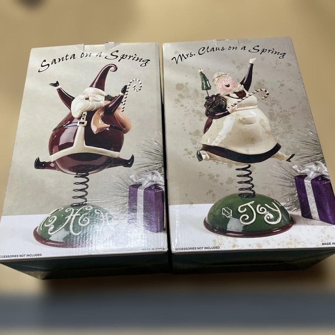サンタクロース スプリング人形 置物 2体セット