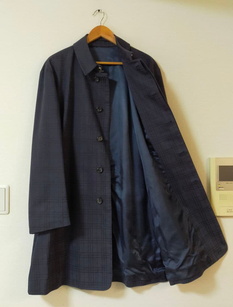 美品　英国製　BURBERRY 　チェック柄　ロングステンカラーコート