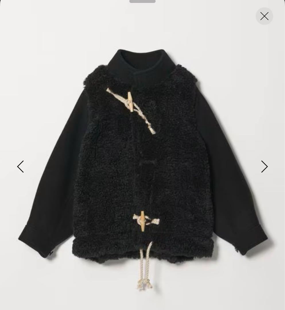 【HYKE】DOUBLE FACE DUFFEL JACKET ブラック　1