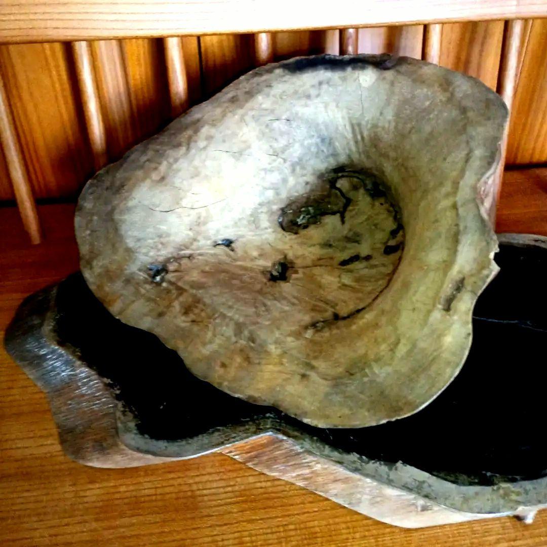 天然木　コブ置物 　飾り台付き