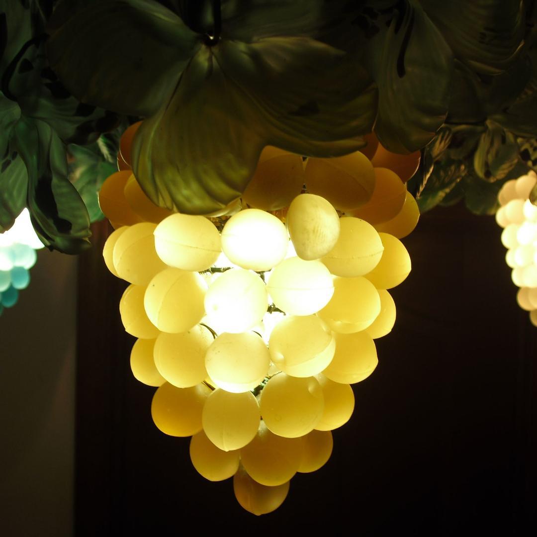 希少☆イタリア製☆ ヴェネチアン ムラノガラス☆葡萄３灯シャンデリア