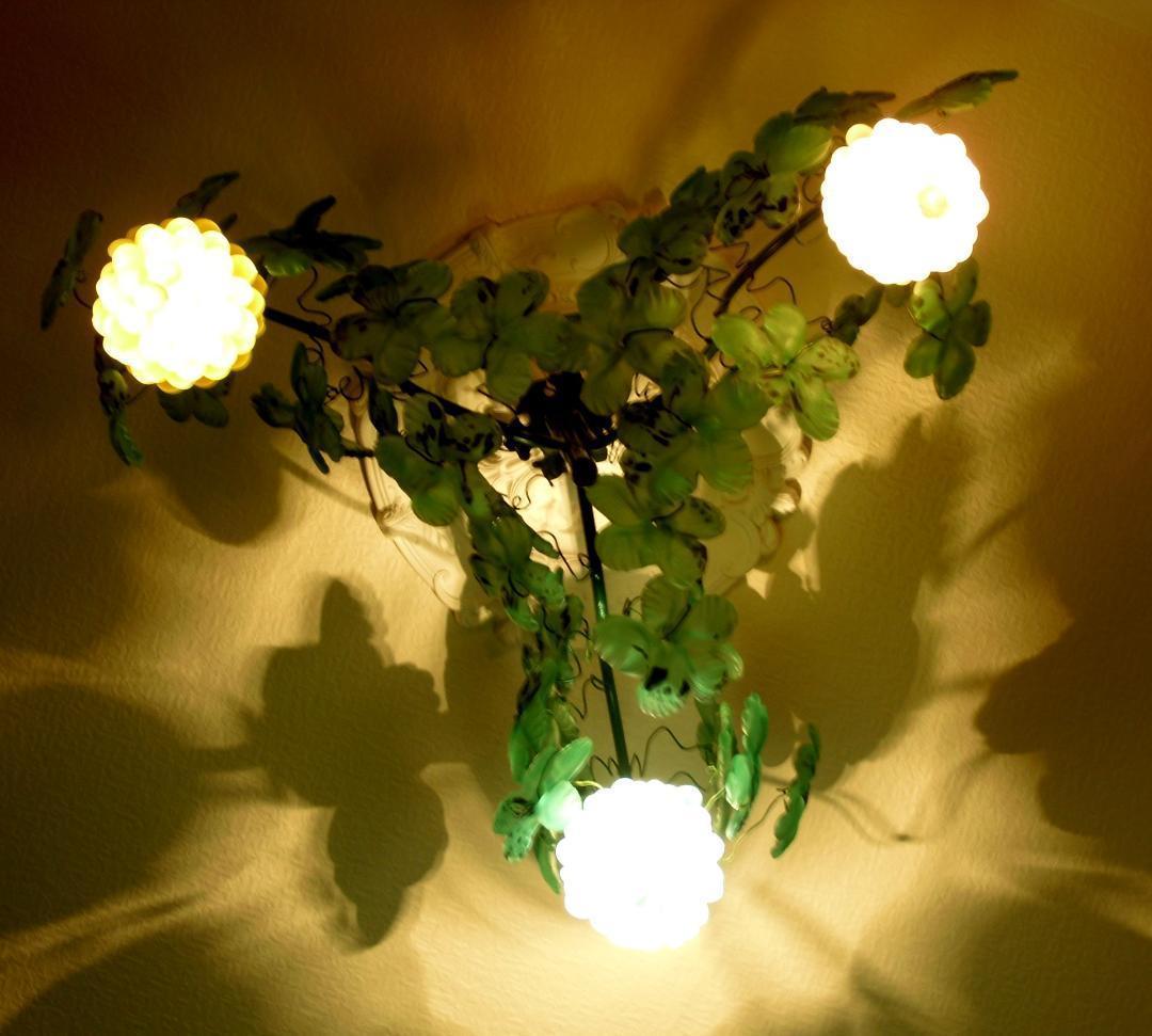 希少☆イタリア製☆ ヴェネチアン ムラノガラス☆葡萄３灯シャンデリア