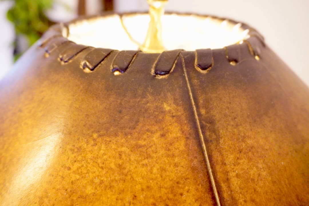 ヴィンテージ フロアランプ 革 アイアン 真鍮