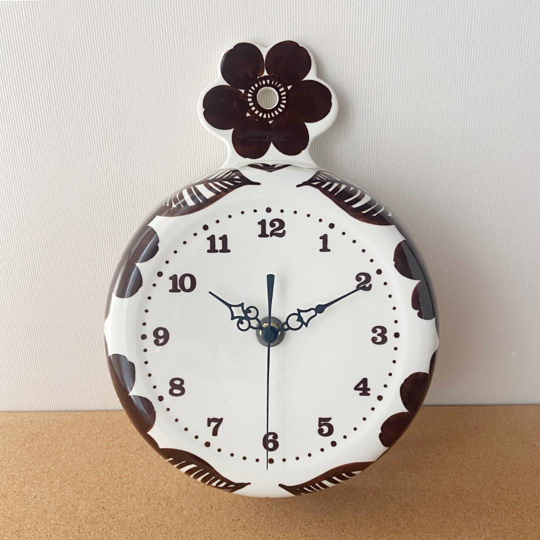 ◇電波時計取替済◇ ARABIA GOG 北欧ヴィンテージ ブラウン 壁掛け時計