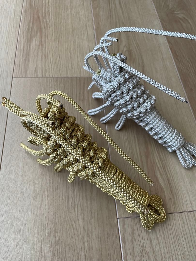 組紐　ハンドメイド　えび　金銀