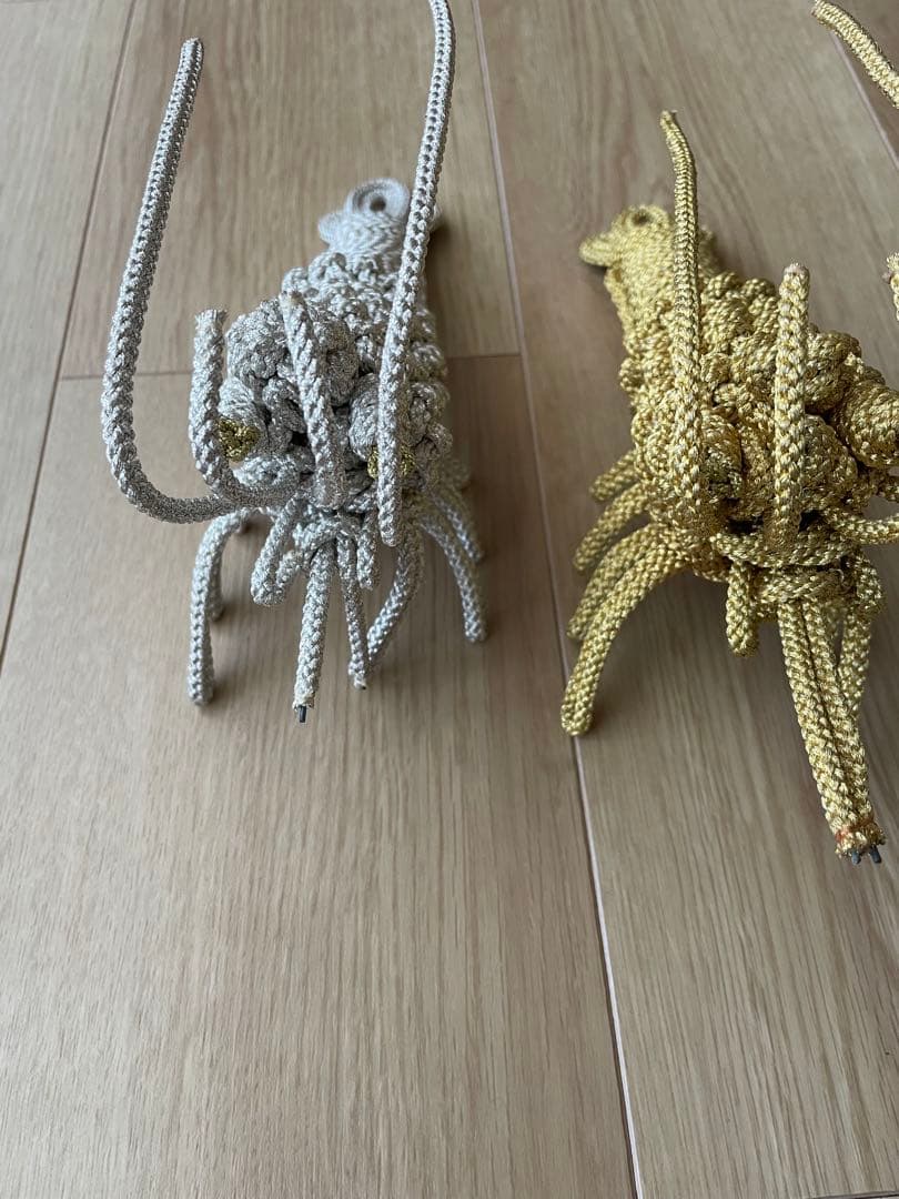 組紐　ハンドメイド　えび　金銀