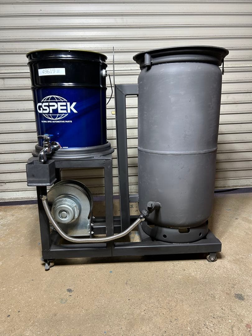 鍛冶工のプロが製作 廃油 ストーブ スライド蓋 キャスターロック付 送料無料