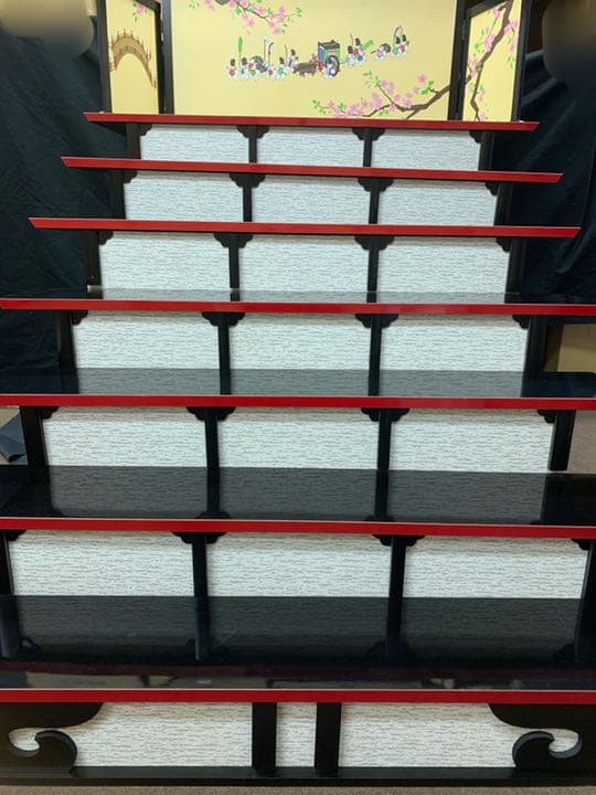 木製御飾350×7 7段飾り　雛人形　飾台　屏風付き