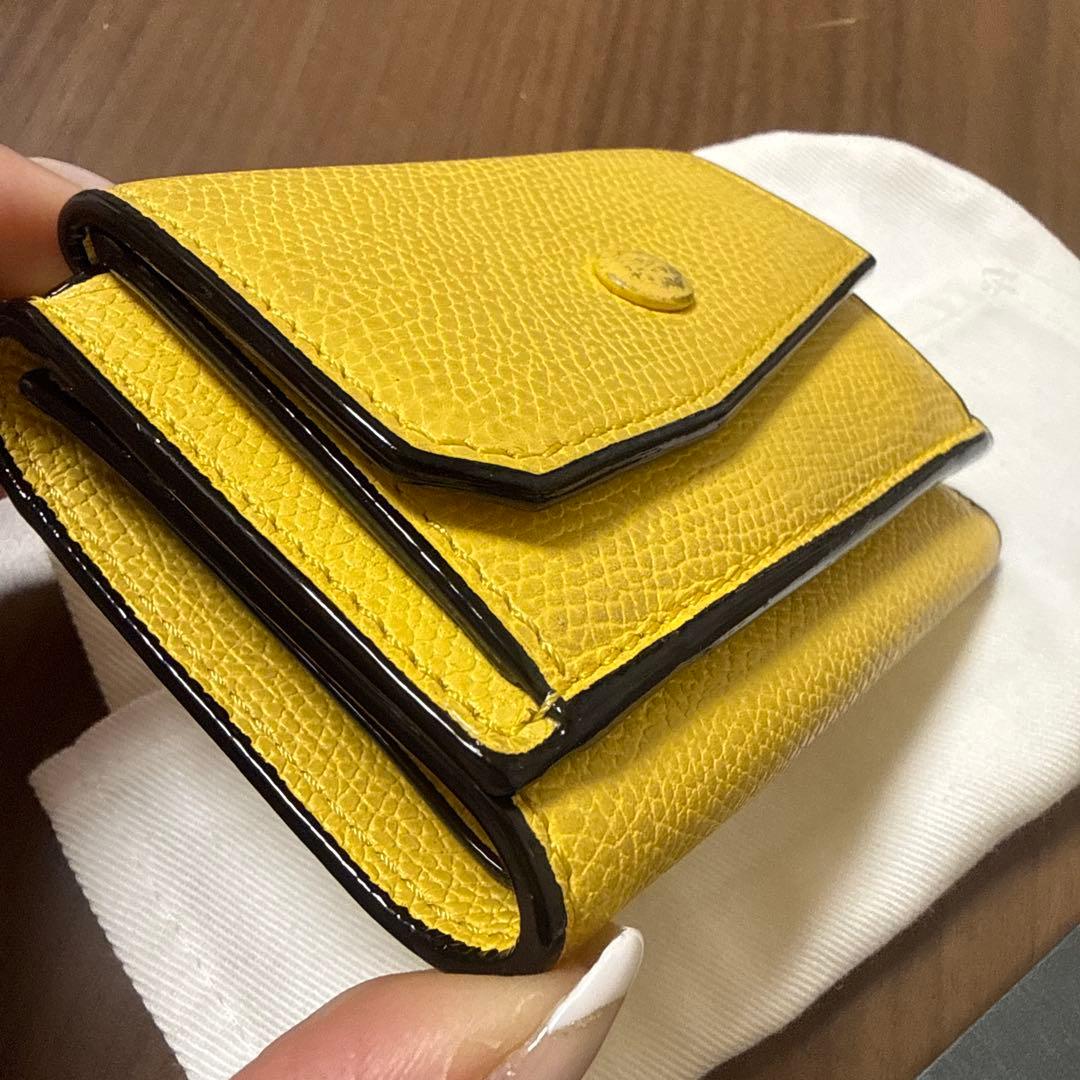 中古★Valextra イエロー 三つ折り財布