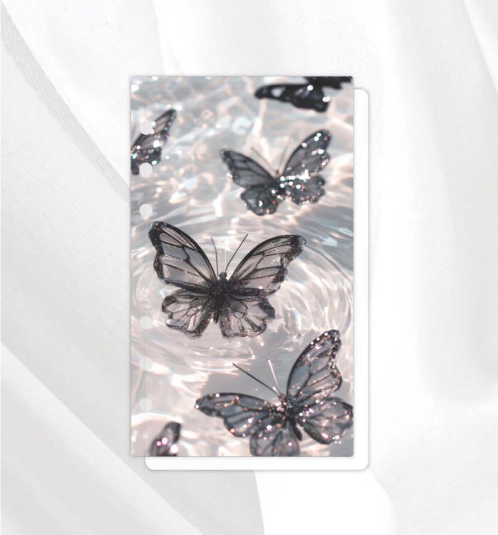 韓国製アクリルバインダー♡バタフライ♡A6貯金SAVINGパールリボン