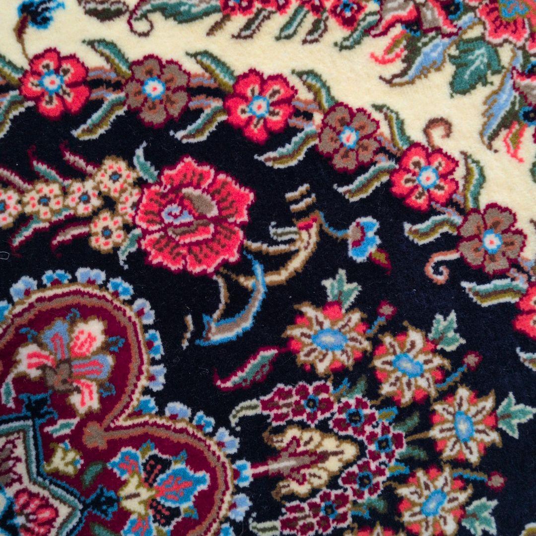 60x90cmペルシャ手織り・クム・マット(995)玄関・ラグ・絨毯・じゅうたん