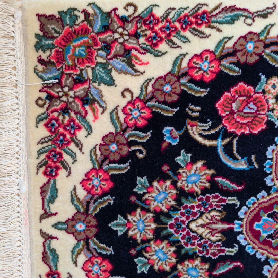 60x90cmペルシャ手織り・クム・マット(995)玄関・ラグ・絨毯・じゅうたん