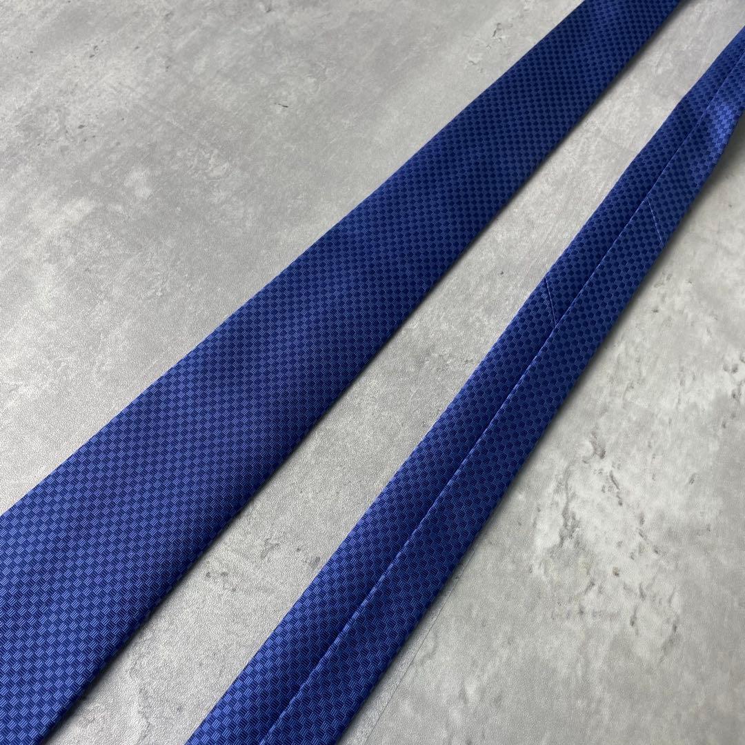 美品 LOUIS VUITTON マイクロダミエ LVロゴ ネクタイ ブルー 青