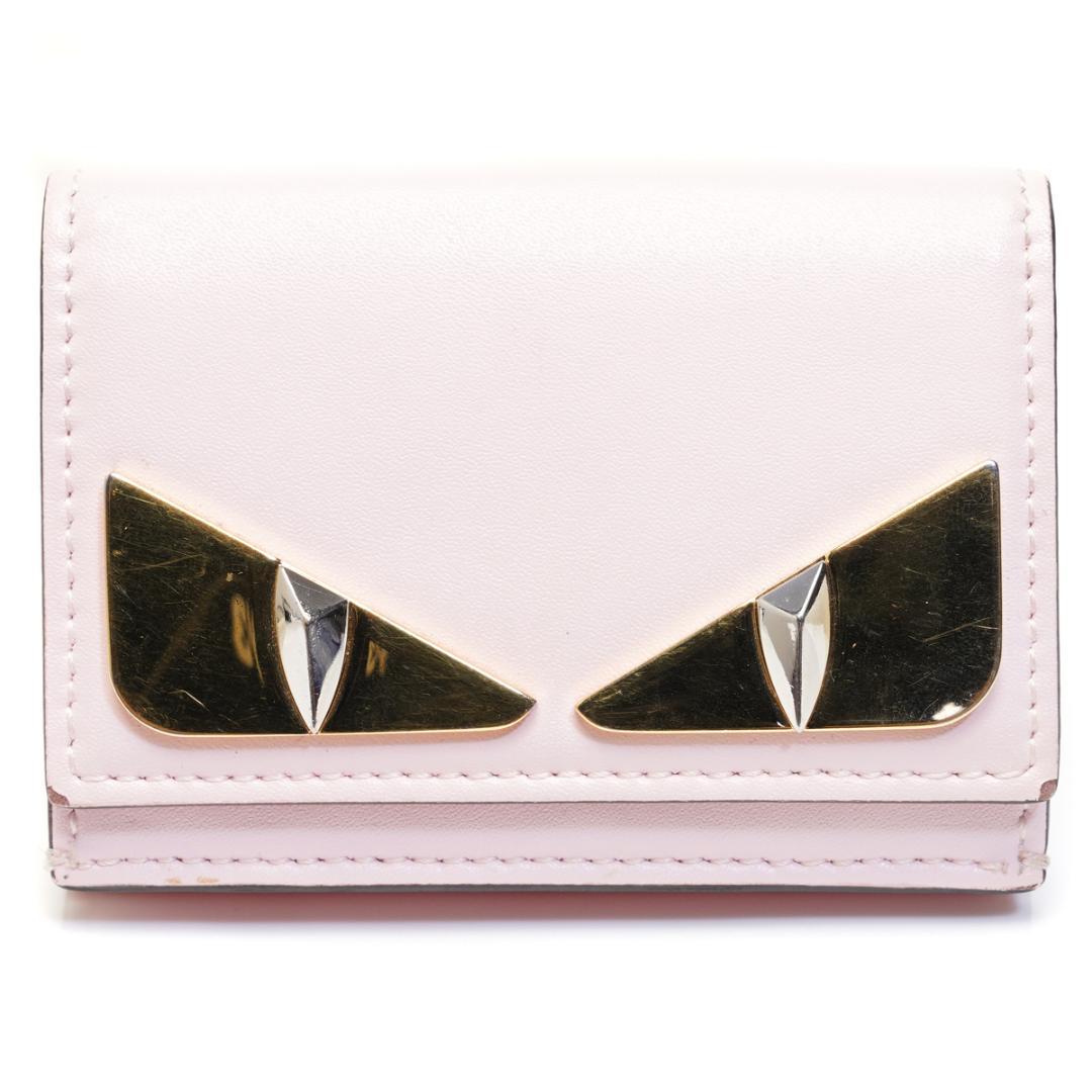 フェンディ モンスター 三つ折り 財布 ピンク コンパクト ウォレット