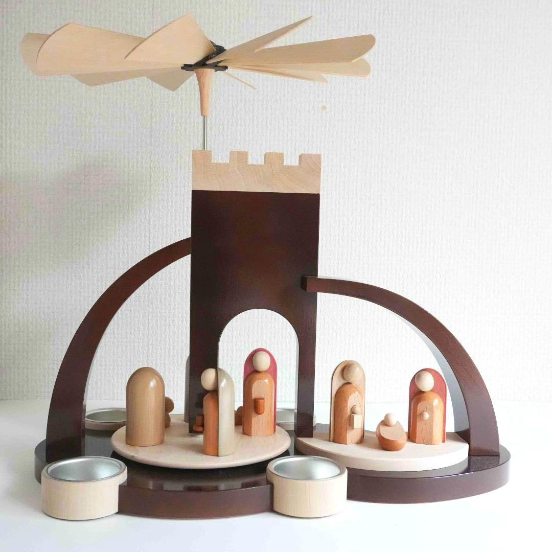 ドイツ ティーライトピラミッド（キリスト生誕）木製工芸品 エルツ山地 ザイフェン