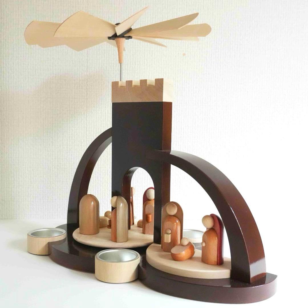 ドイツ ティーライトピラミッド（キリスト生誕）木製工芸品 エルツ山地 ザイフェン