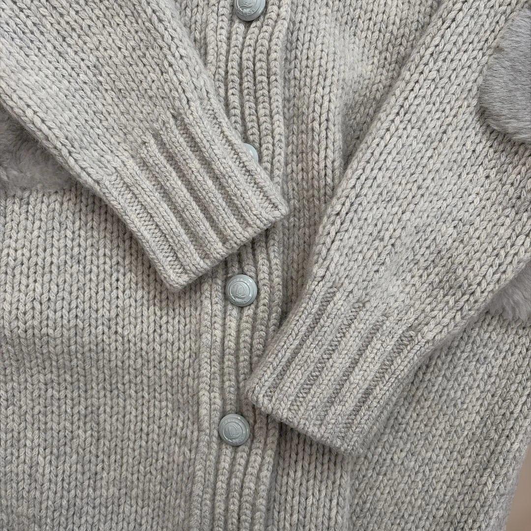 Drawerムートンパッチロングカーディガン