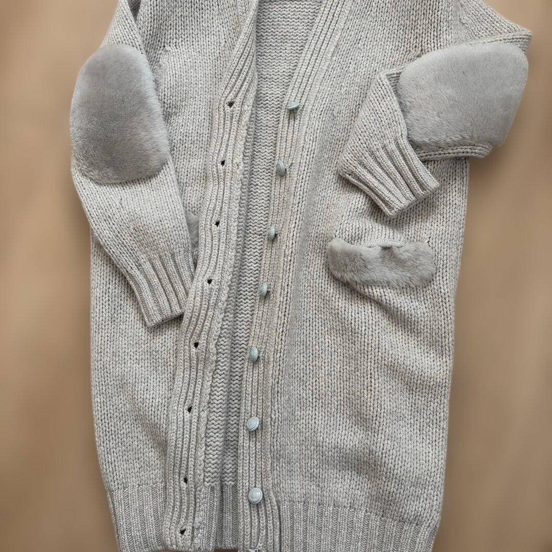 Drawerムートンパッチロングカーディガン