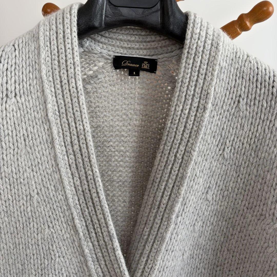 Drawerムートンパッチロングカーディガン