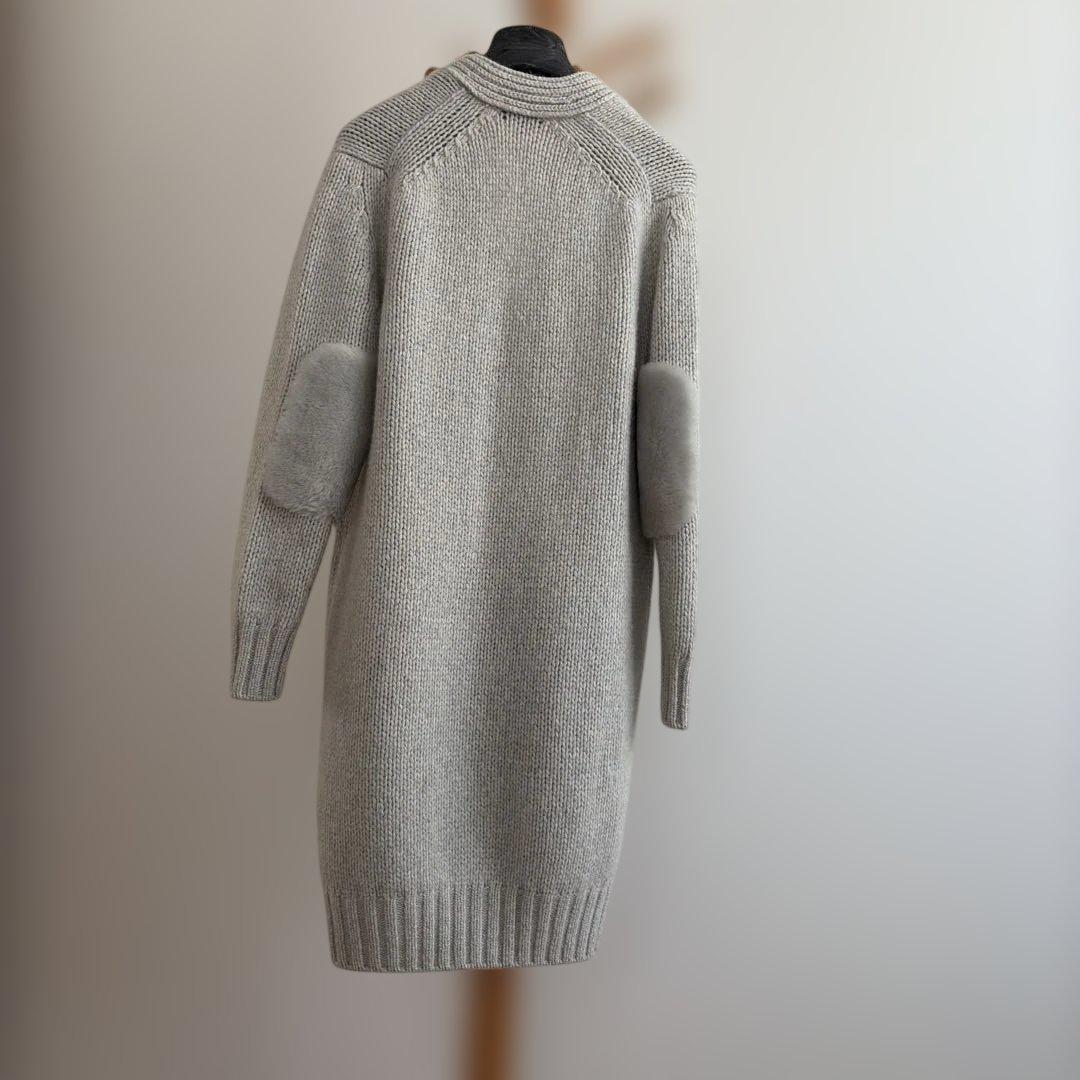 Drawerムートンパッチロングカーディガン