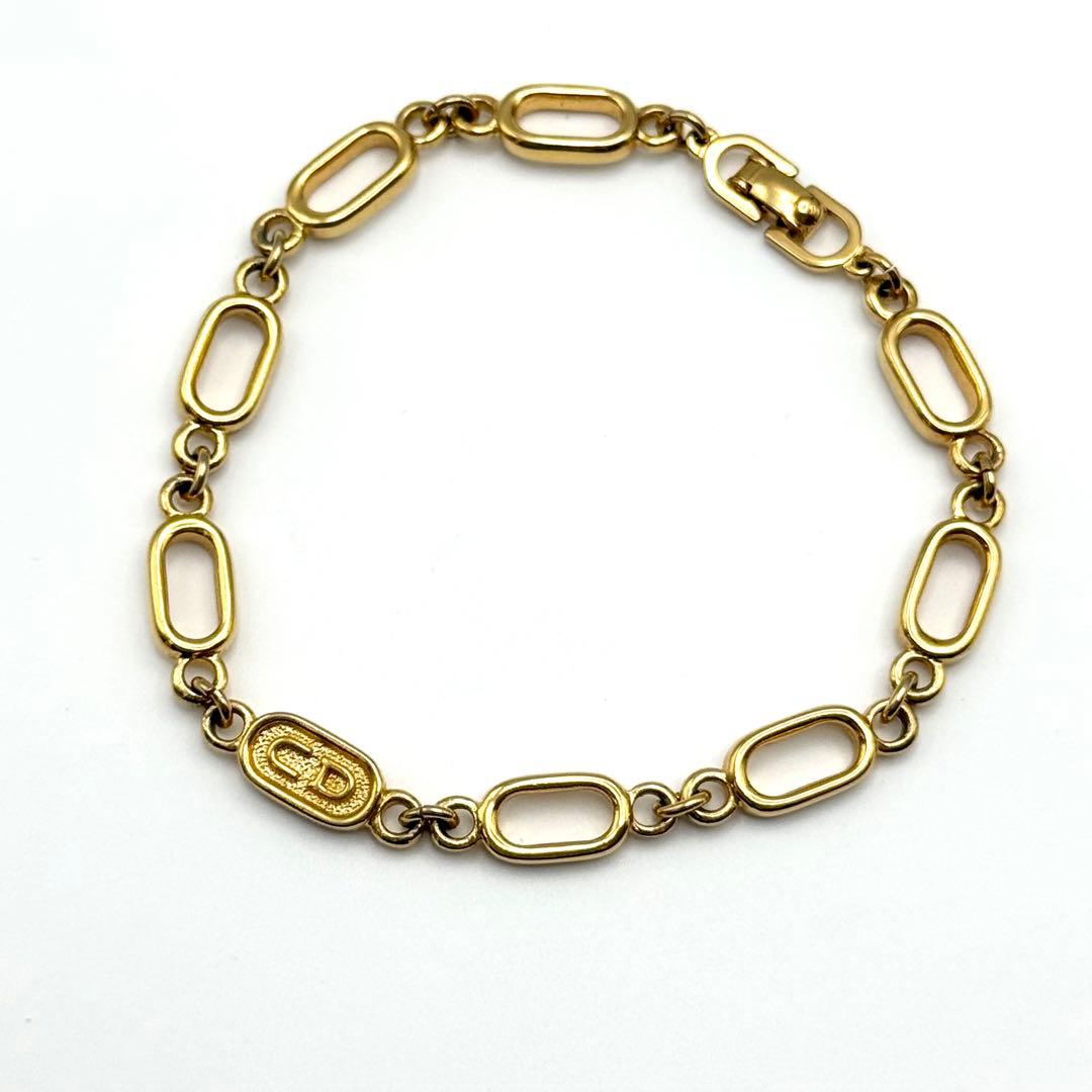 美品✨Dior クリスチャンディオール ゴールド ロゴチャーム ブレスレット