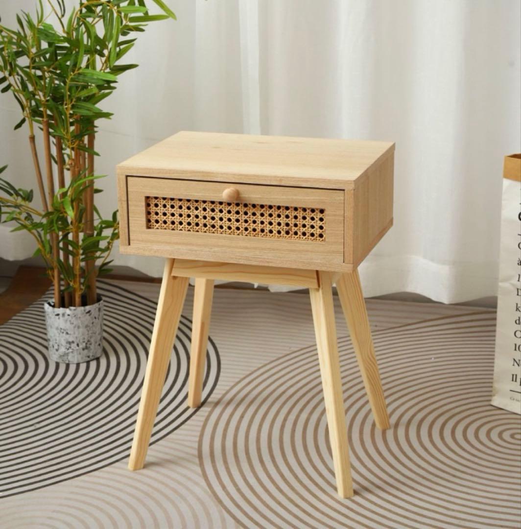 【サイドテーブル】ナチュラルウッド⁂引き出し付き