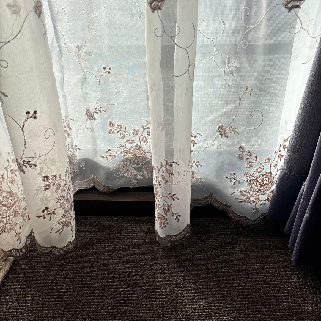 オーダーカーテン シャンパンゴールド刺繍200cmx240~260cm