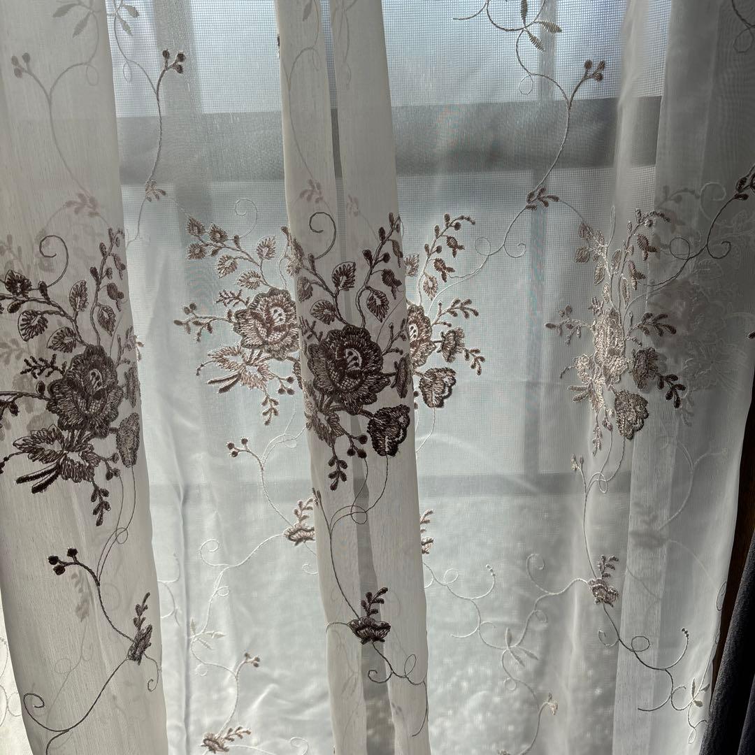 オーダーカーテン シャンパンゴールド刺繍200cmx240~260cm