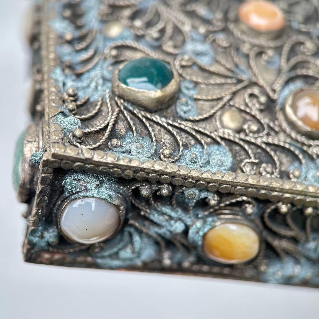 A019希少骨董外国製宝箱アンティーク高4cm幅15cm奥行10㎝現状品のみ