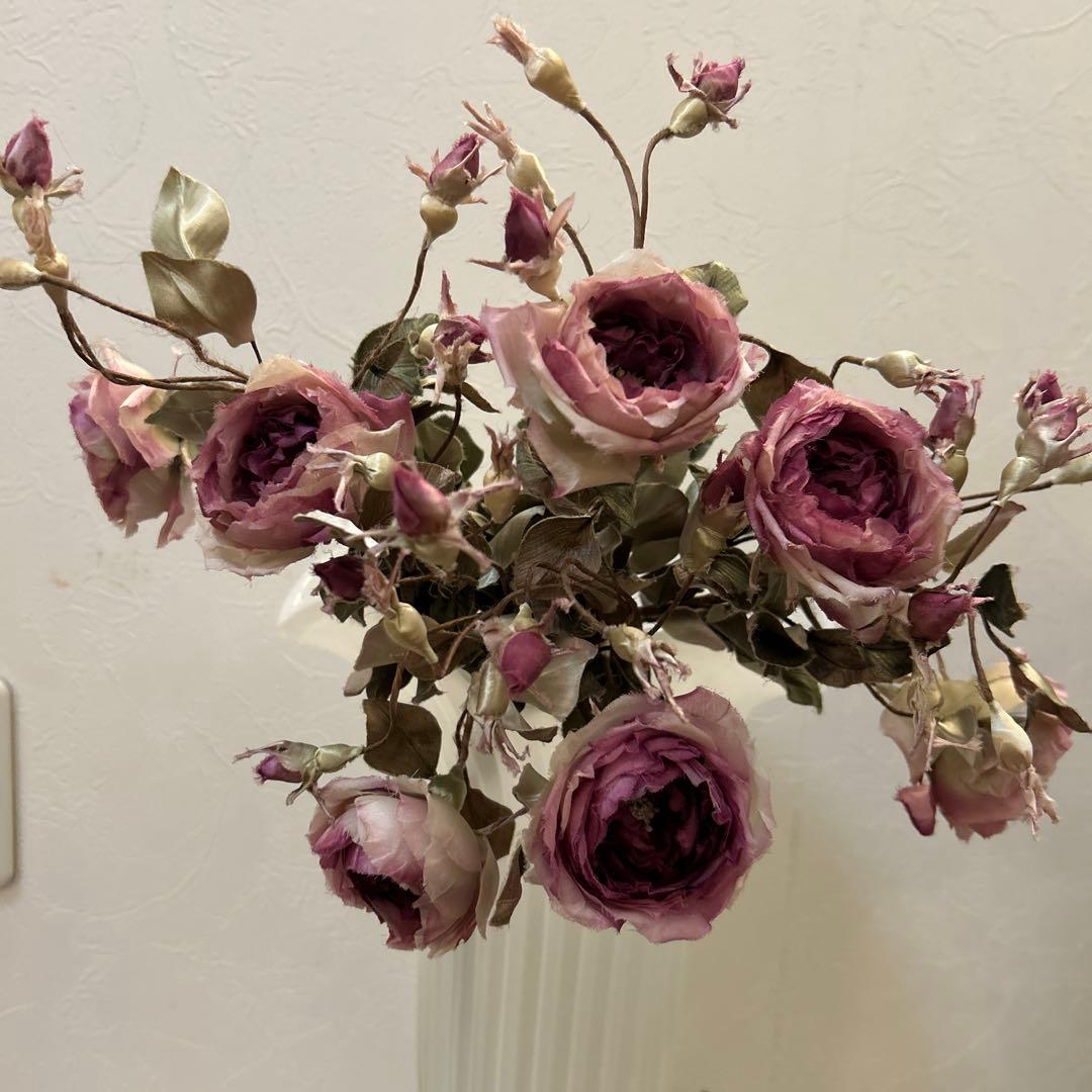 【染め花】専用品イングリッシュローズとイエロー・パープル系花束　2点ハンドメイド
