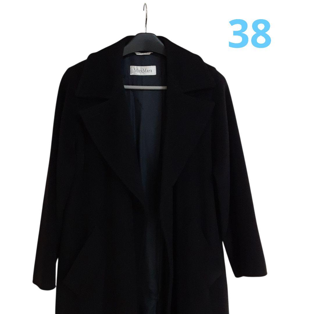 MaxMara ブラック ロングコート38