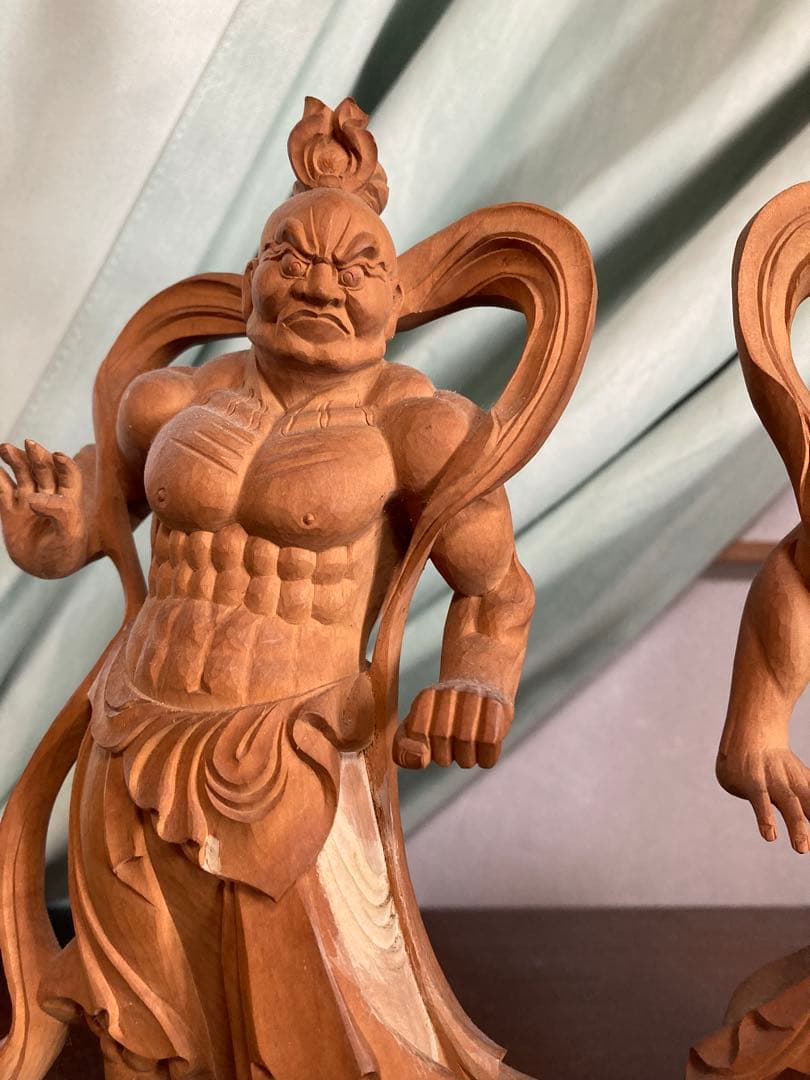 金剛力士像/仁王像/【一対】高さ21センチ　木彫　細密彫刻