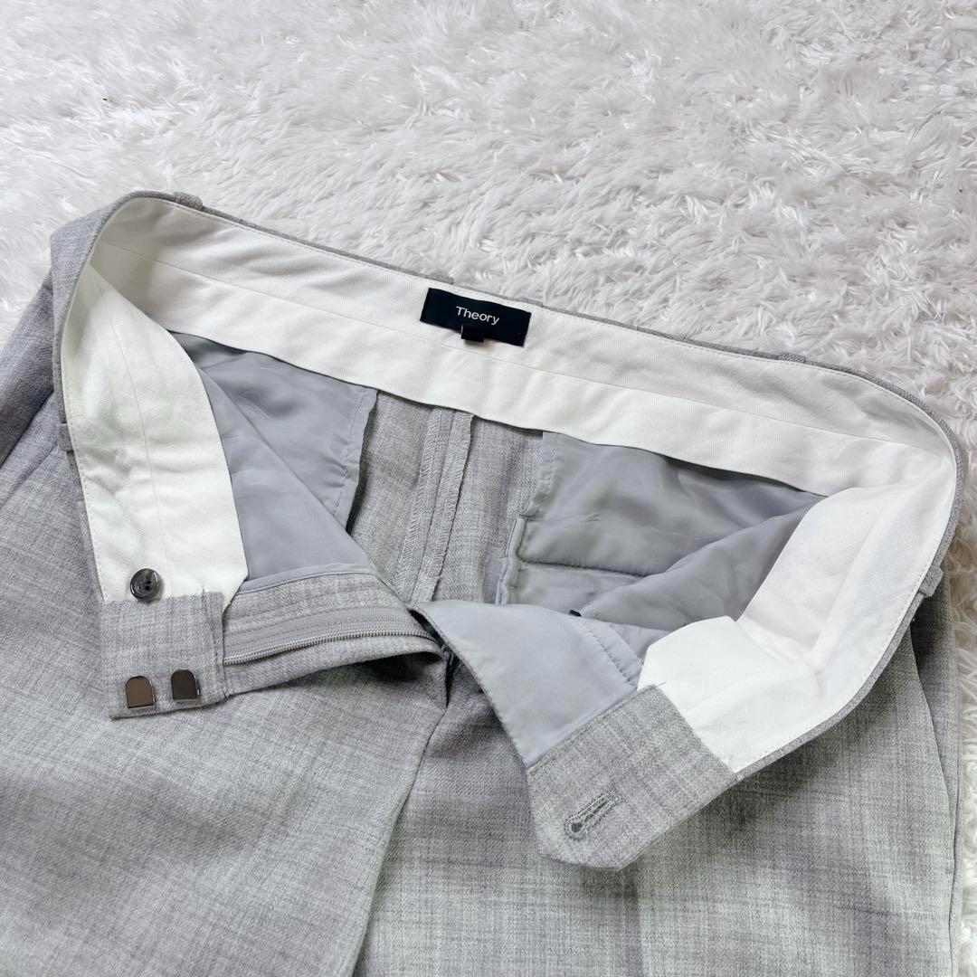 【美品】セオリー ノーカラーパンツスーツセットアップ ライトグレー M 現行タグ