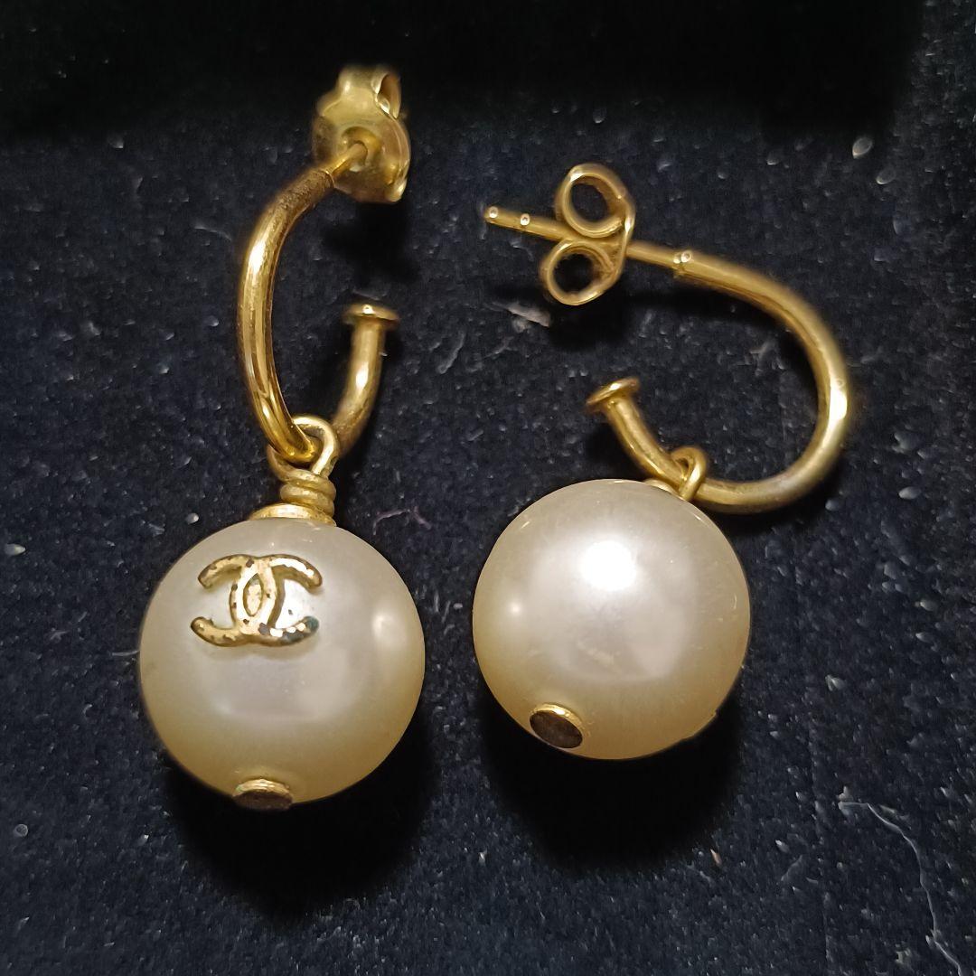 シャネル　フープ　ピアス　パール　訳あり