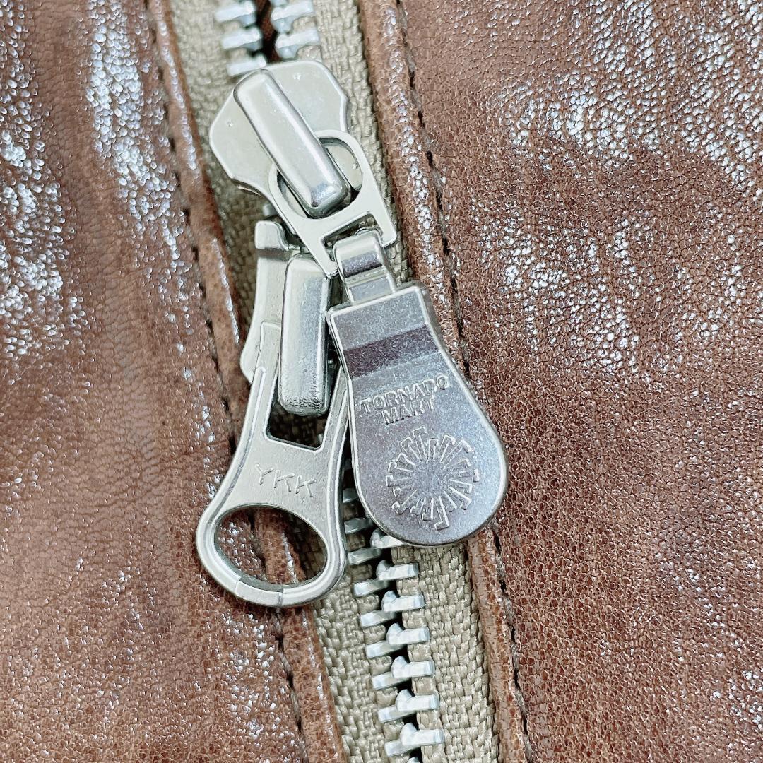 トルネードマート レザーシングルライダースジャケット y2kブラウン M