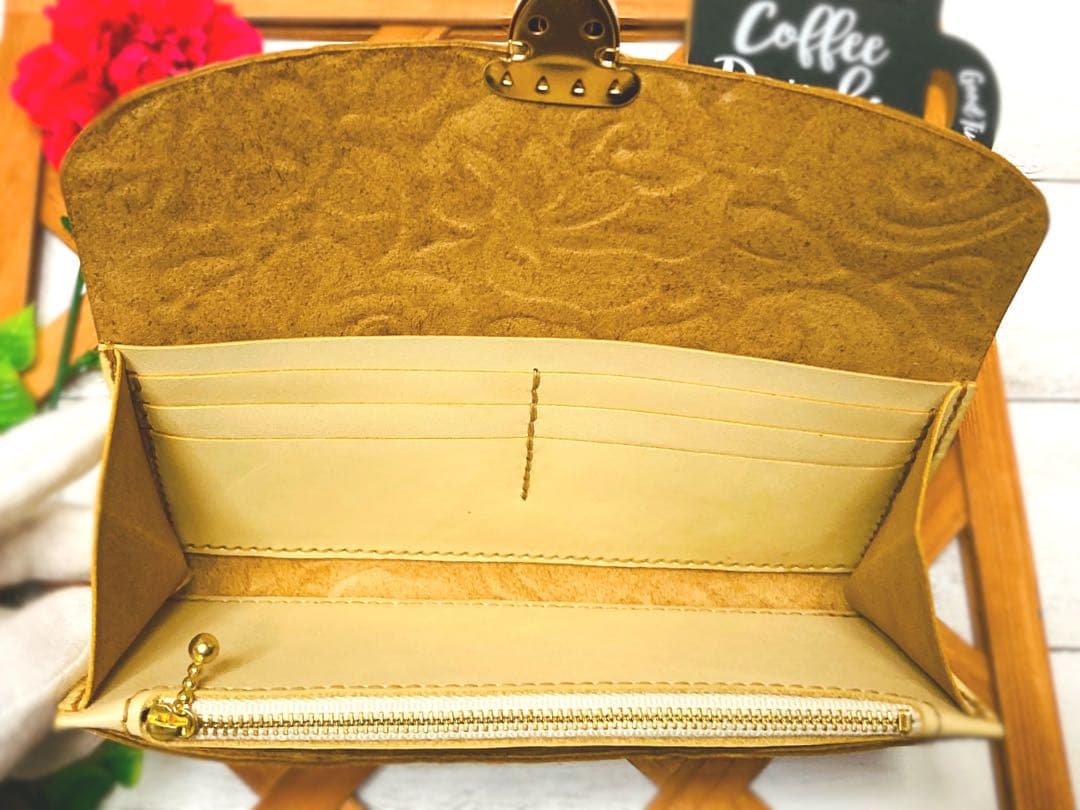 ❤️【おしゃれに開運♪】高級感×シンプルな大人オシャレ総本革長財布金薔薇ゴールド