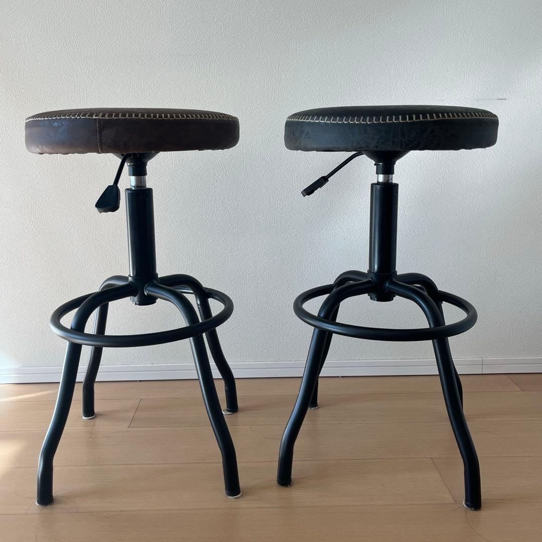 スツール 丸椅子 高さ調節 ブラウンとブラック