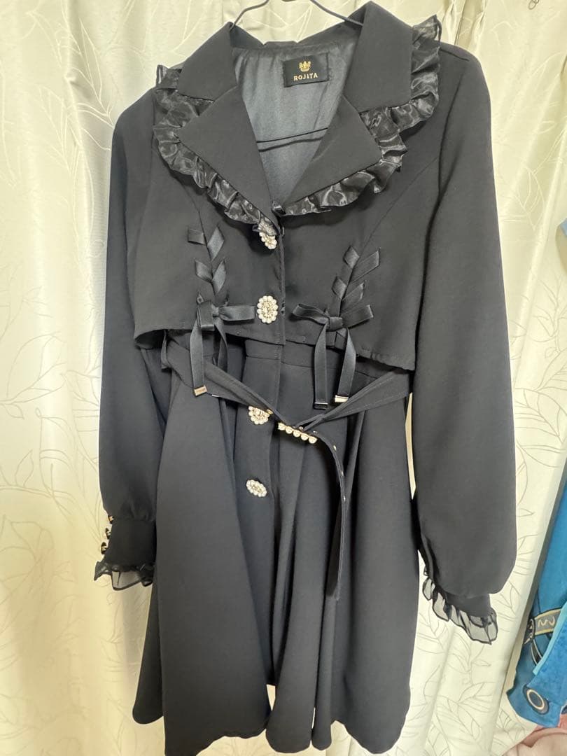 ROJITA シアーフリルトレンチコート ブラック