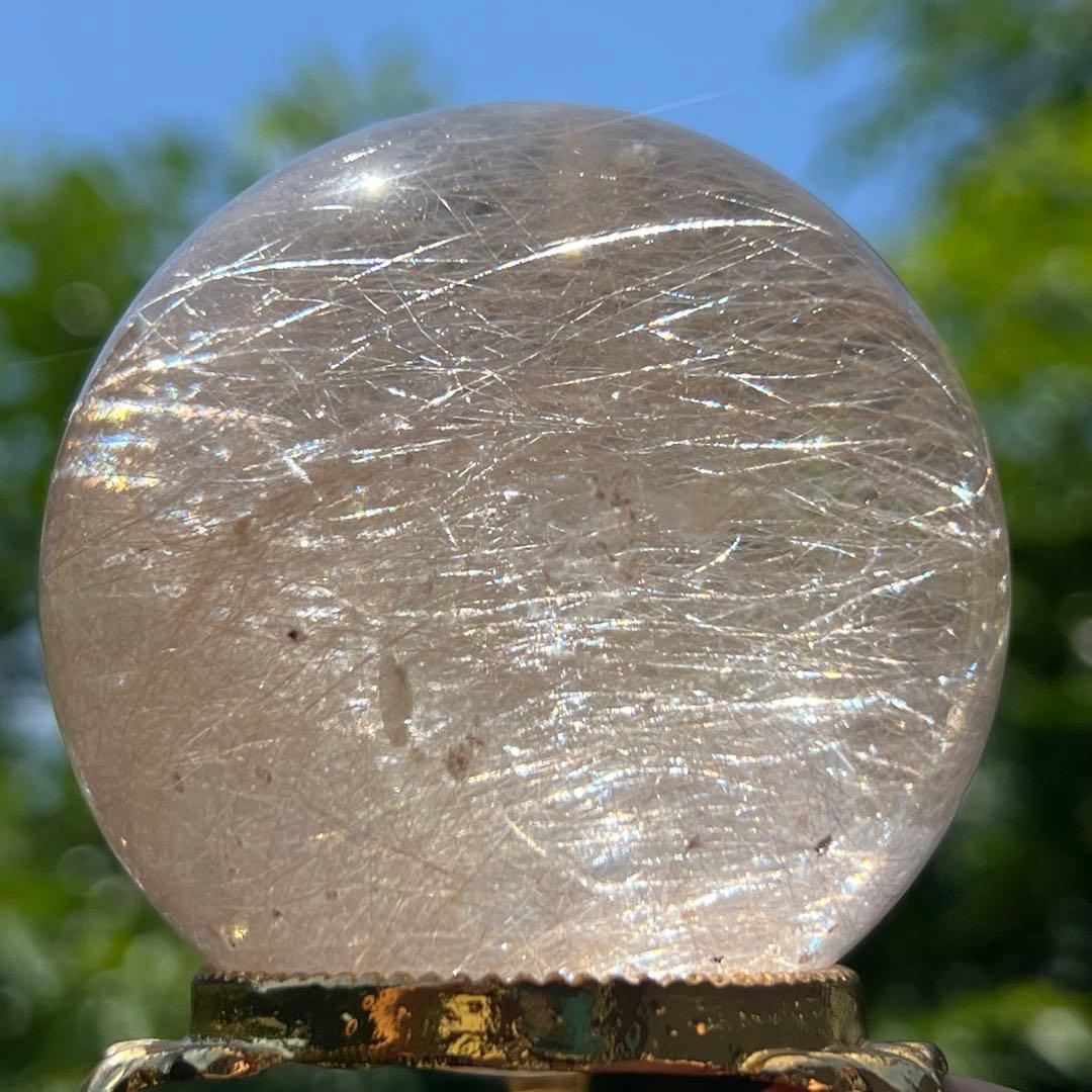 ☆激煌☆美宝珠☆極上別格品☆レインボー ルチル ゴールド シルバー 丸玉 天然石