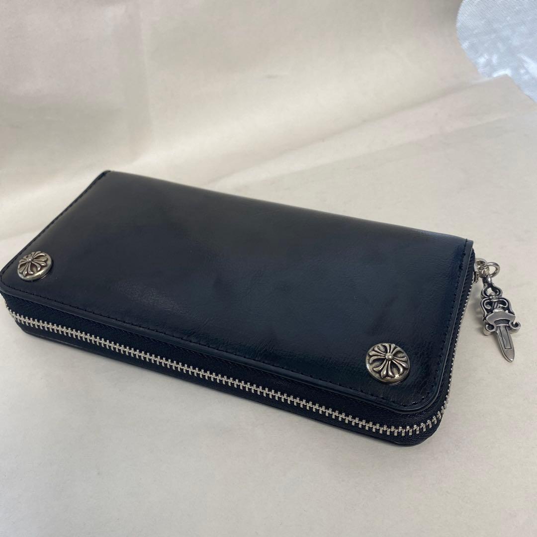 ハンドメイド クロス財布 メンズ 長財布 牛革 小銭入れ 革財布 ダガーチャーム