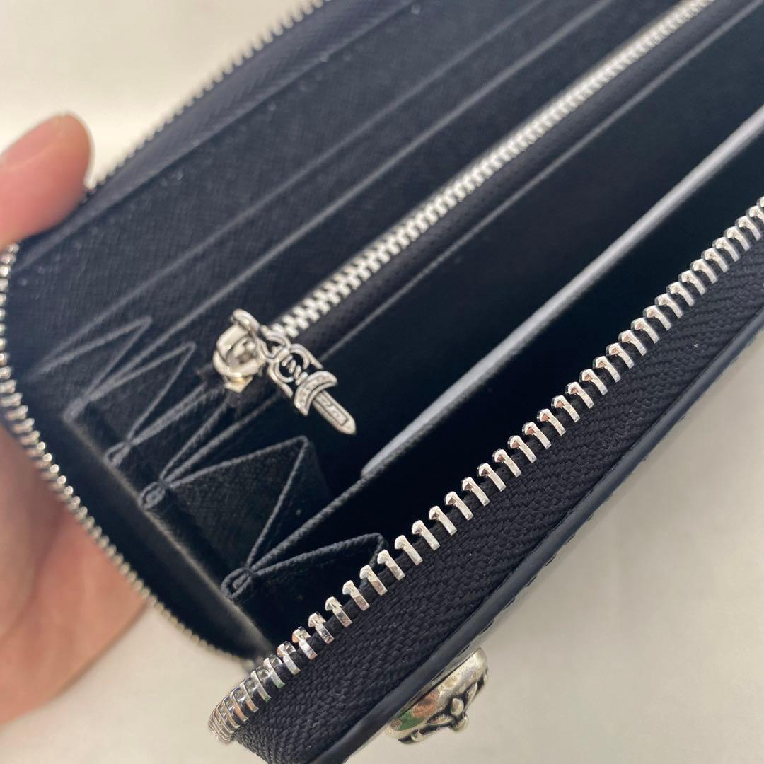 ハンドメイド クロス財布 メンズ 長財布 牛革 小銭入れ 革財布 ダガーチャーム