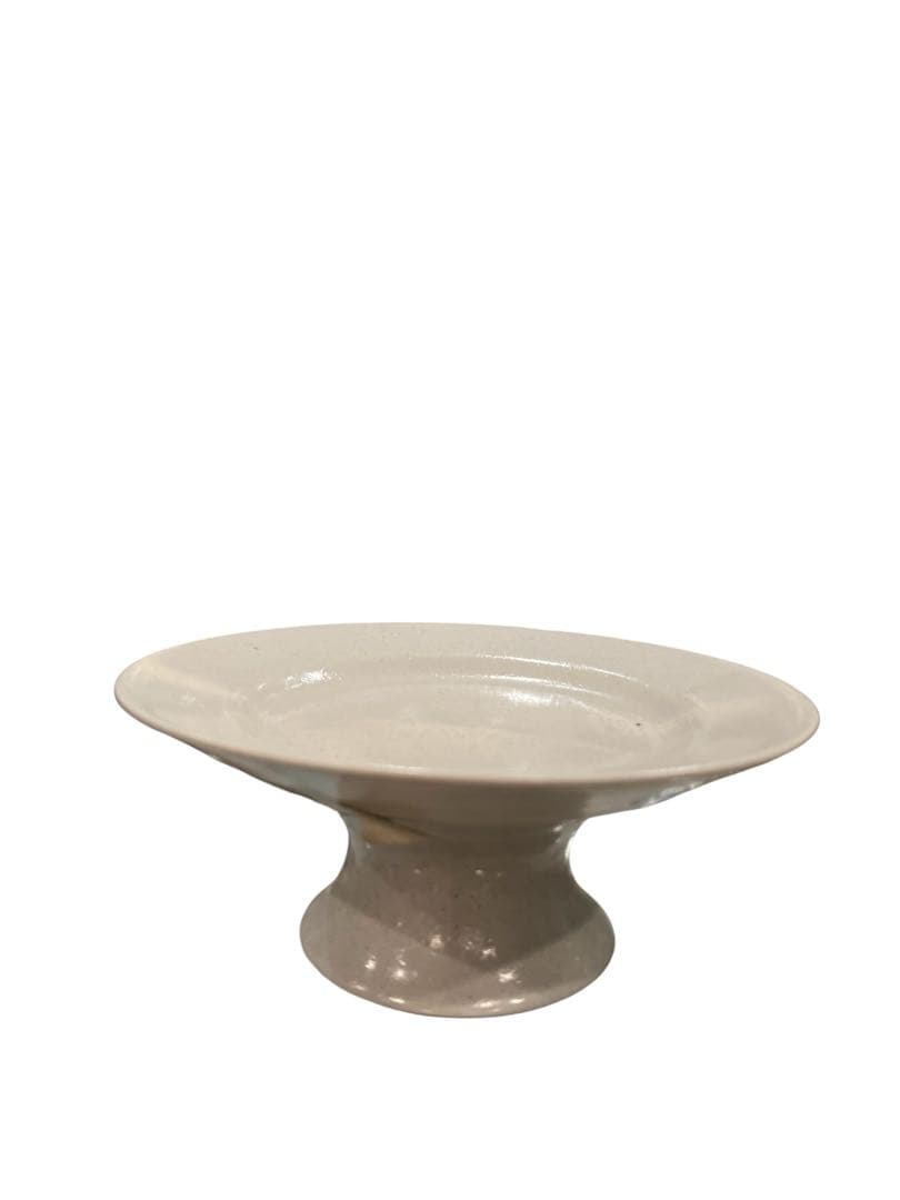 クリーム色 陶器 ケーキスタンド 約20.5cm