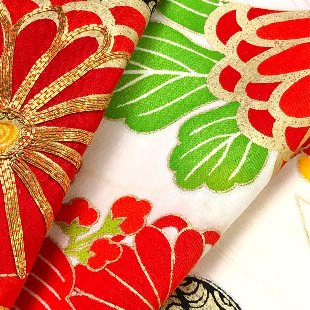 子供着物 七五三 十三詣り 花草模様 流水 暈し 金駒刺繍 金彩 CK-7386