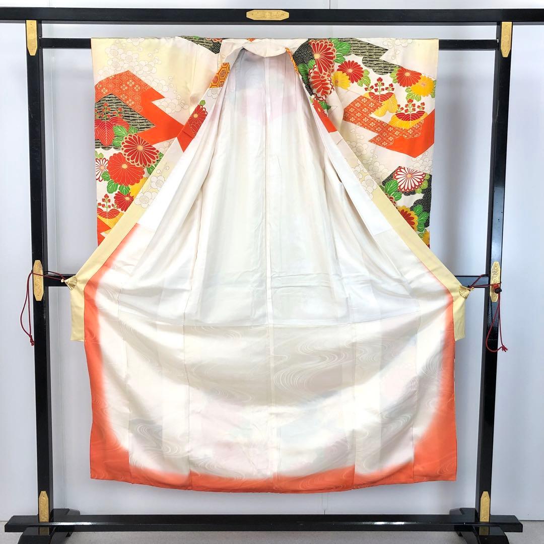 子供着物 七五三 十三詣り 花草模様 流水 暈し 金駒刺繍 金彩 CK-7386