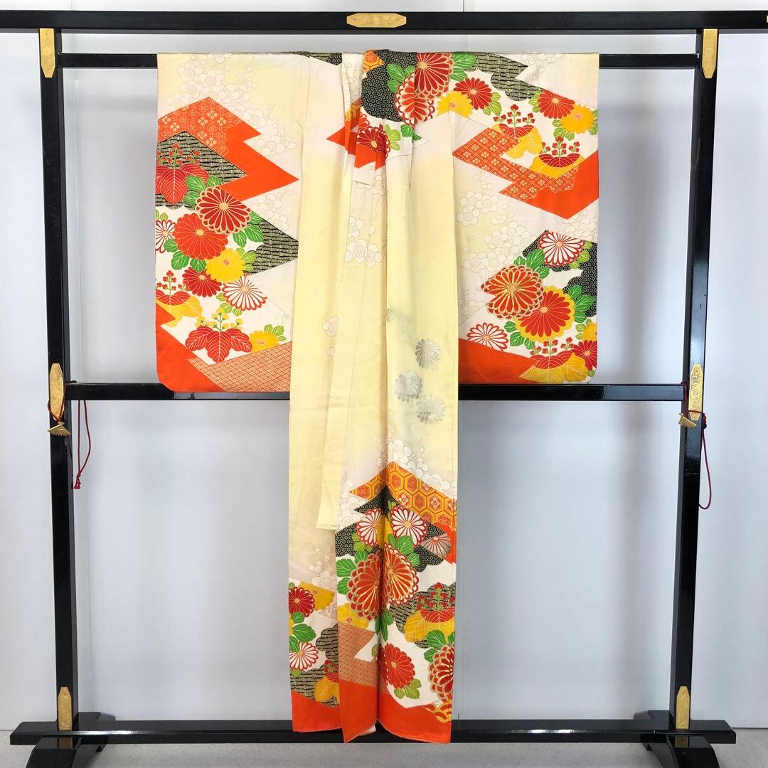 子供着物 七五三 十三詣り 花草模様 流水 暈し 金駒刺繍 金彩 CK-7386