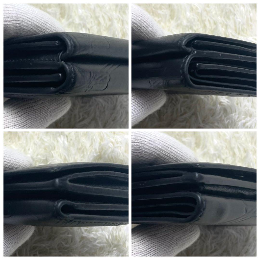 美品 保存袋付き バレンシアガ 三つ折り財布 コンパクト ロゴ型押し ブラック