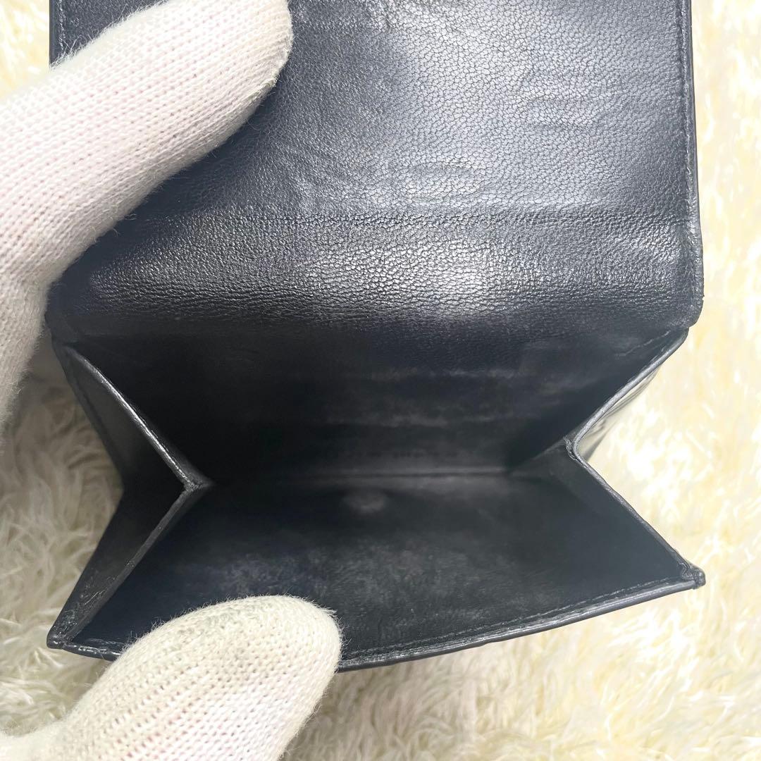 美品 保存袋付き バレンシアガ 三つ折り財布 コンパクト ロゴ型押し ブラック